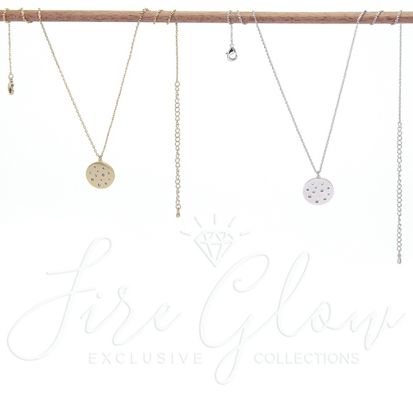 Silver Studded Disc Pendant Necklace - Picture 4 of 8